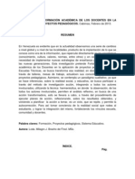 Articulo FORMACIÓN ACADÉMICA DE LOS DOCENTES EN LA APLICACIÓN DE PROYECTOS PEDAGÓGICOS