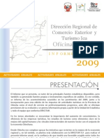 Informe Anual 2009 DIRCETUR Ica Oficina Chincha