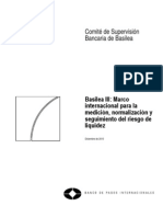 Basilea III Marco Internacional para La Medición, Normalización y Seguimiento Del Riesgo de Liquidez PDF