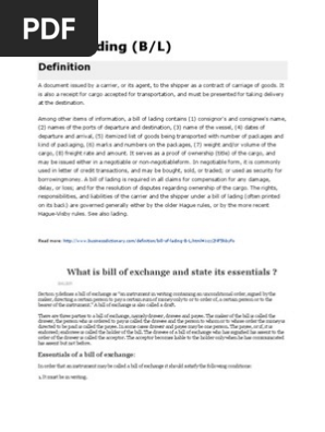 Bill of Lading