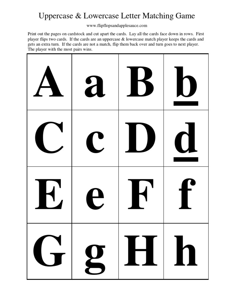 Abc Uppercase Lowercase Matching Game Pdf