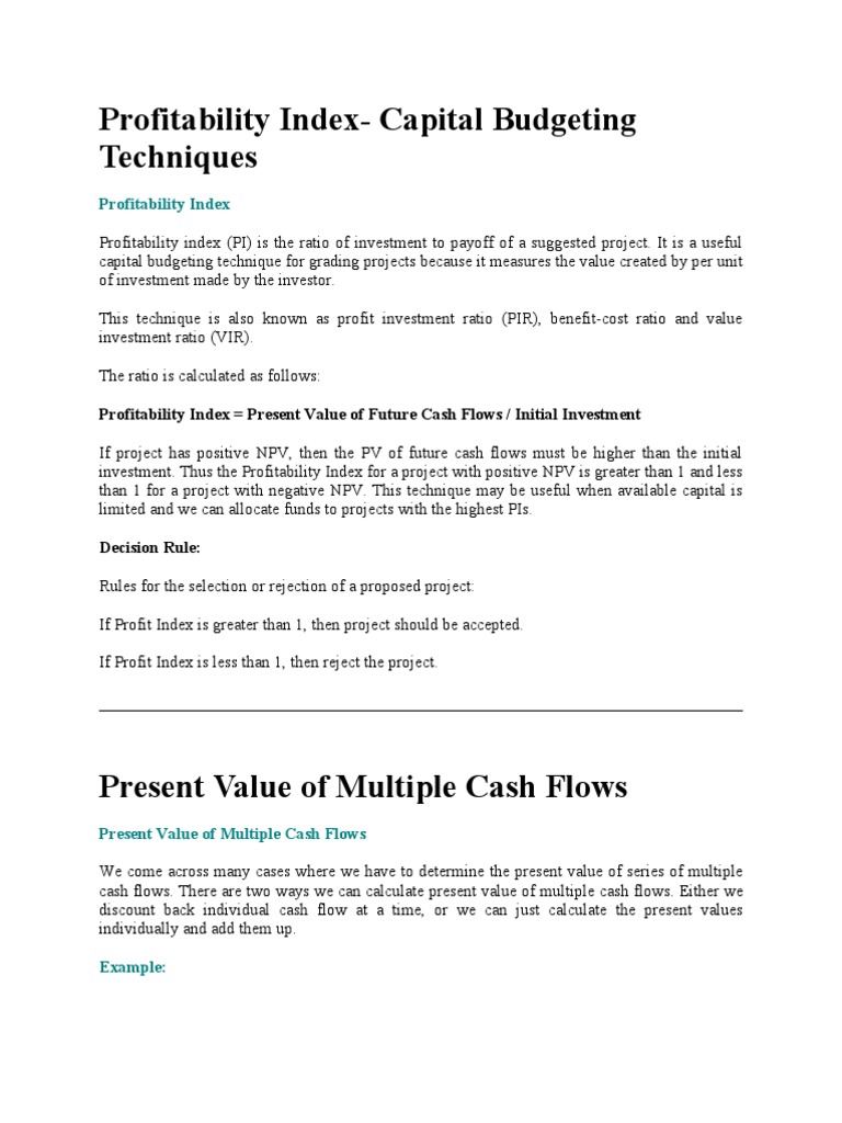 Capital Budgeting Techniques | PDF | Capital Budgeting | Net Present Value