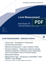 Level Measurement: Mark Murphy, PE Technical Director, Fluor Corp