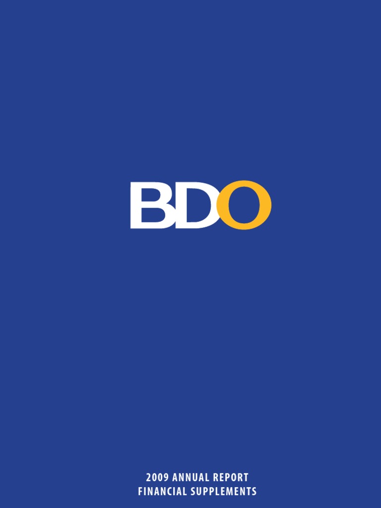 BDO 2009 AR Supplement | PDF | Bdo Unibank | Financial Audit