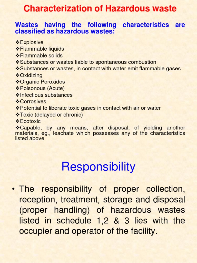 Characterization of Hazardous Waste PDF Waste Management