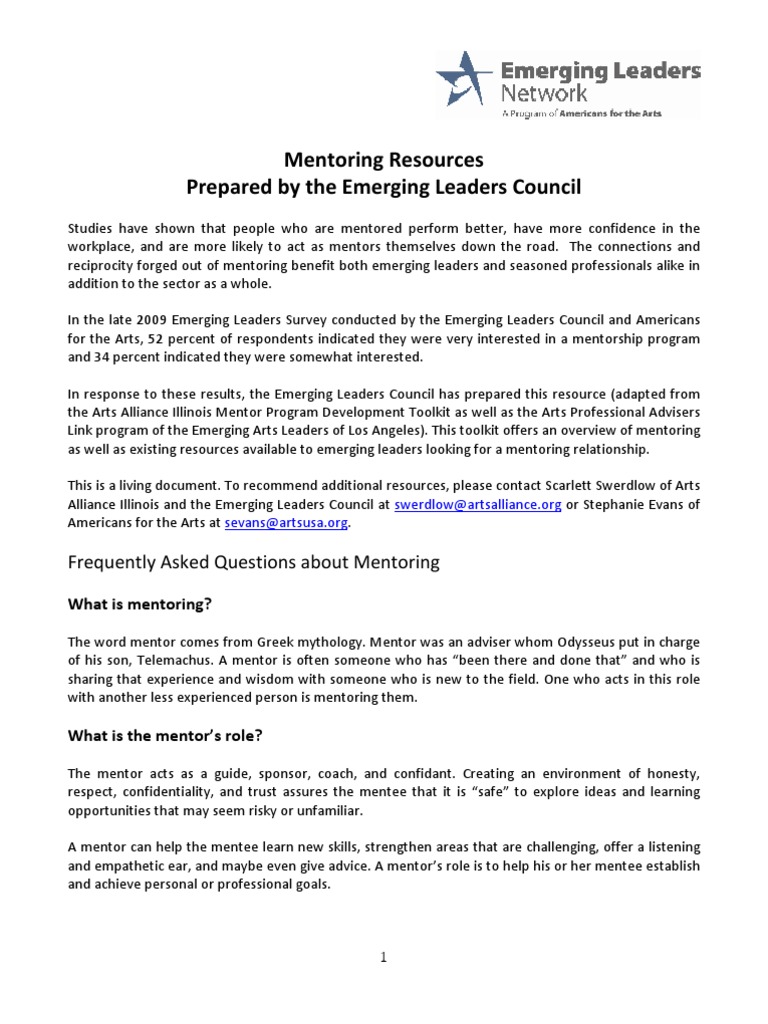 A Comprehensive Guide To Mentoring Resources For Emerging Leaders Pdf