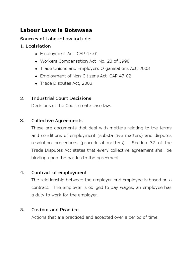 labour-laws-in-botswana-legislation-pdf-trade-union-working-time