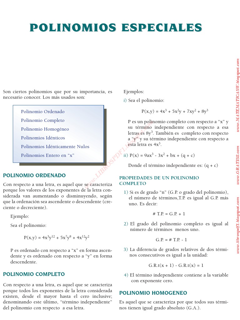 Polinomios Especiales Lex