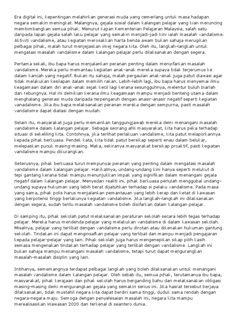 Langkah Langkah Membendung Masalah Vandalisme Pdf