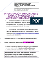 INFORMACIÓN PROCESO DE ADMISIÓN