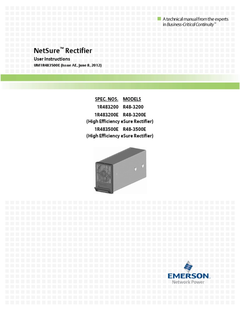 Emerson r48 1800a | Sistema de energía eléctrica | Corriente alterna