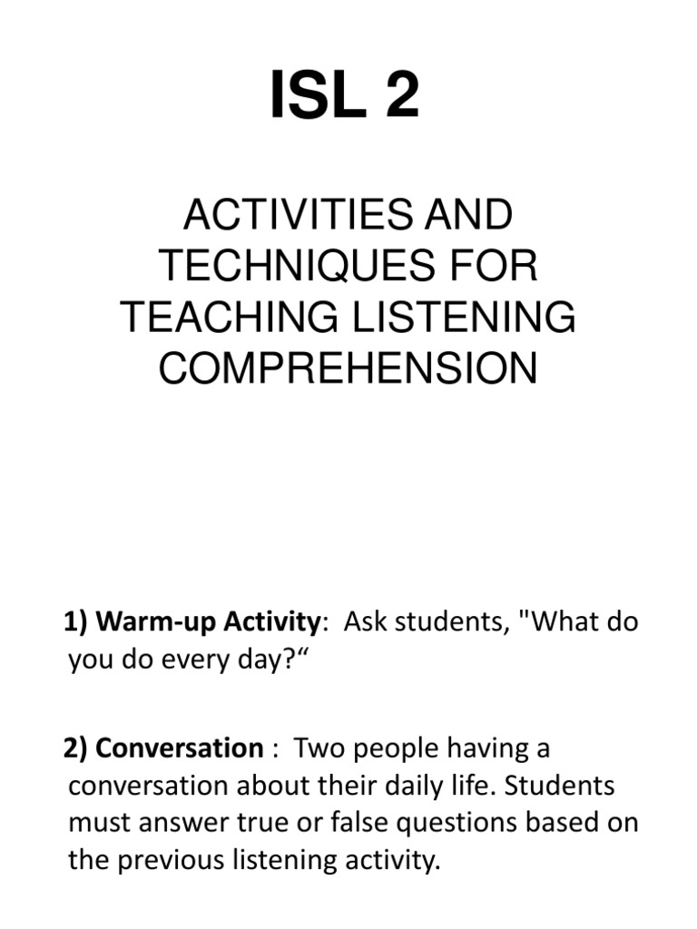 Activities and Techniques For Teaching Listening Comprehension | PDF ...