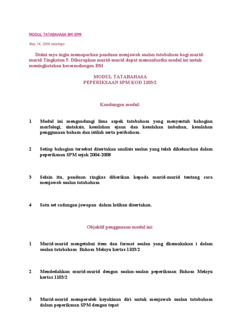 Modul Tatabahasa Bm Spm Pdf