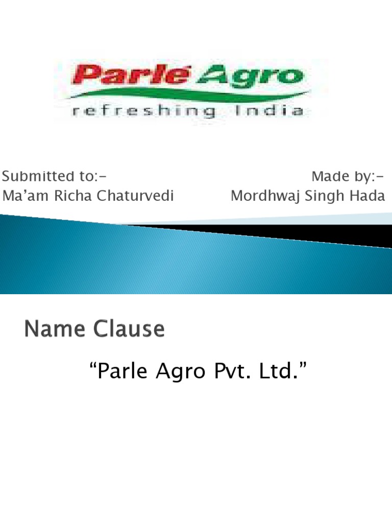 Parle Agro PDF Brand Business