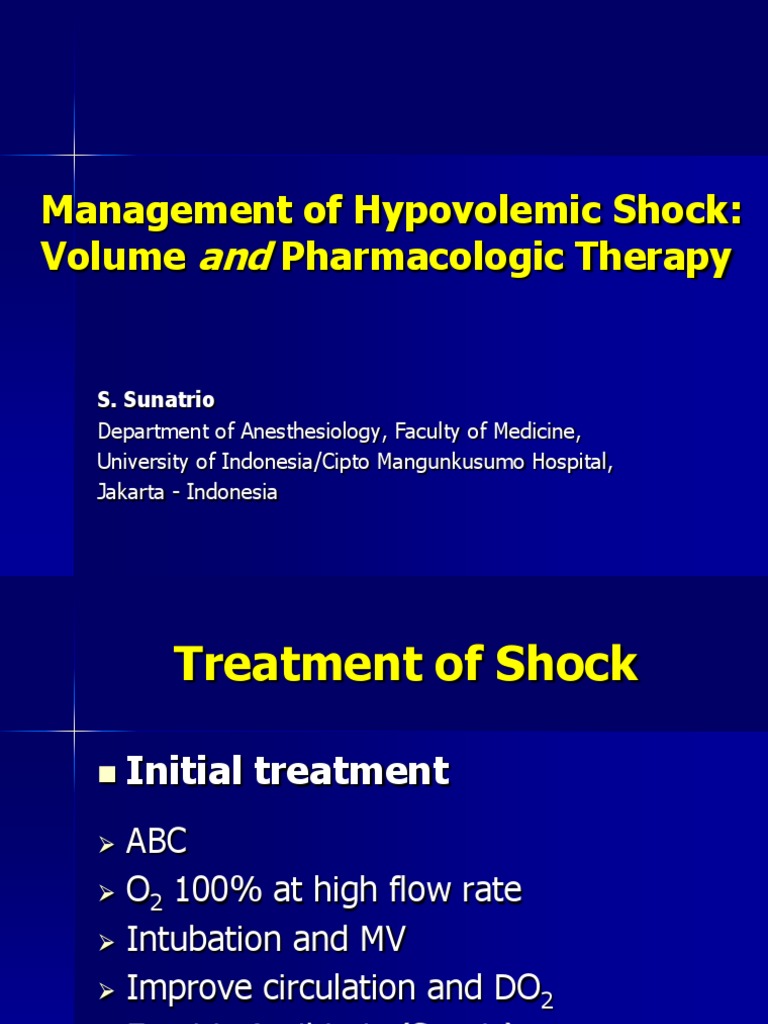 Dr Sunatrio Management Hypovolemic Shock Shock Circulatory Vasodilation