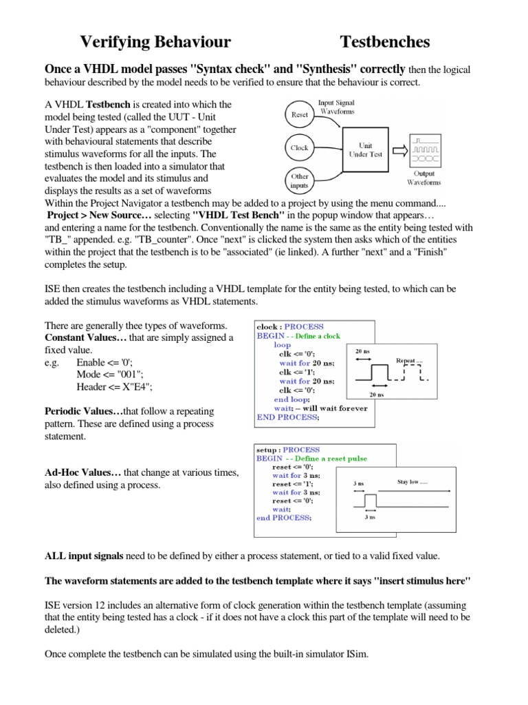 VHDL Test Benches PDF