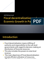 Fiscal Decentralization and Econmic Growth in Pakistan