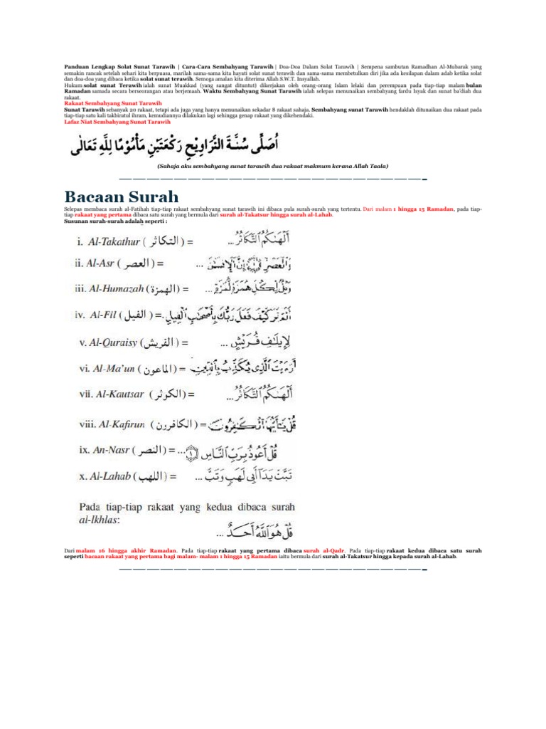 Panduan Lengkap Solat Sunat Tarawih Pdf