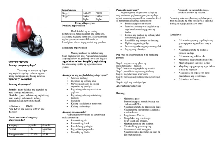 Pamphlet On Hypertension PDF