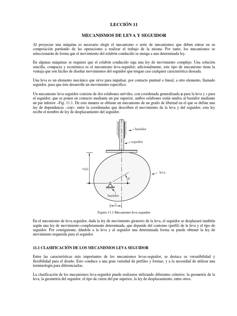 Lección 11 Mecanismos De Leva Y Seguidor Pdf Movimiento Física