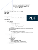 The Pennsylvania State University: The Office For Disability Services Note Taking