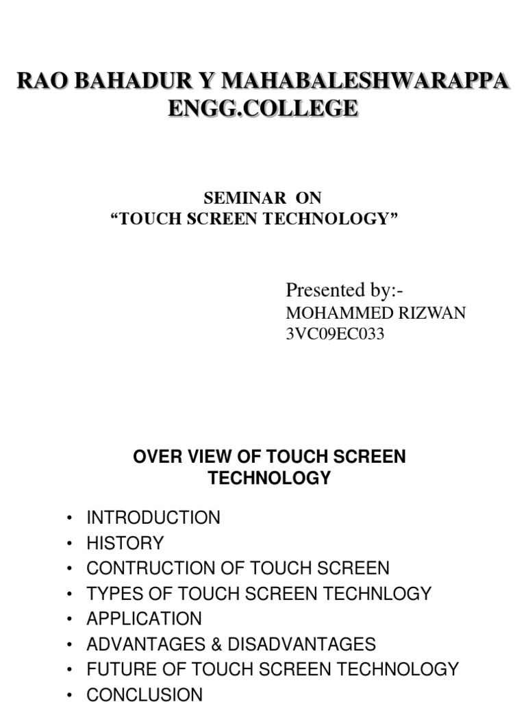 Overview of Touch Screen Technology | PDF | Touchscreen | Manufactured ...