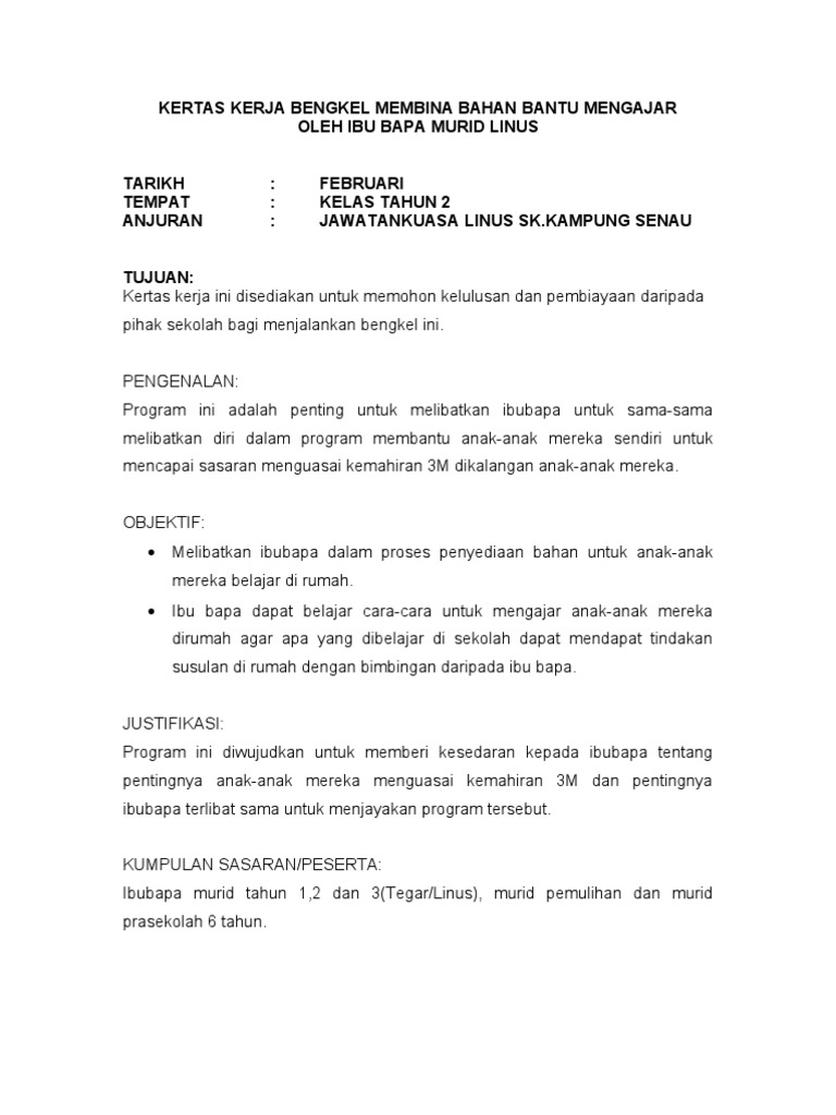 Kertas Kerja Bengkel Membina Bahan Bantu Mengajar Pdf