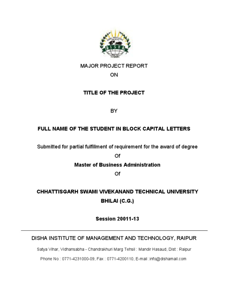 Major Project Report Format | PDF | Career & Growth
