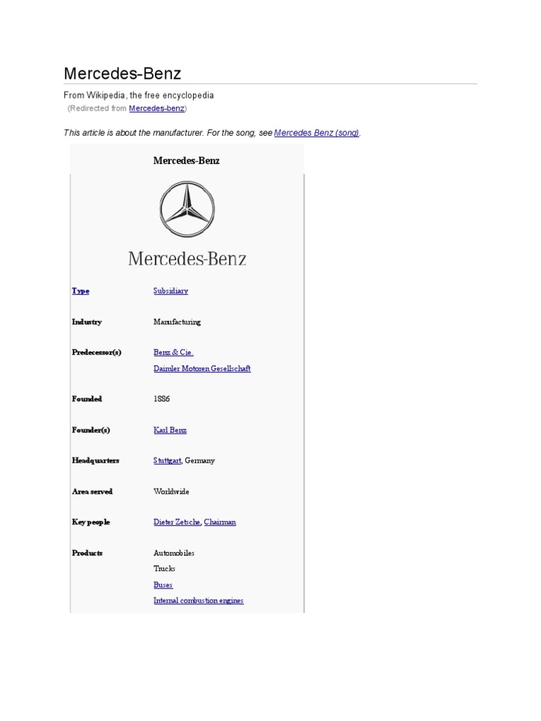 Mercedes-Benz: A Brief History of the Luxury Automaker | PDF | Mercedes ...