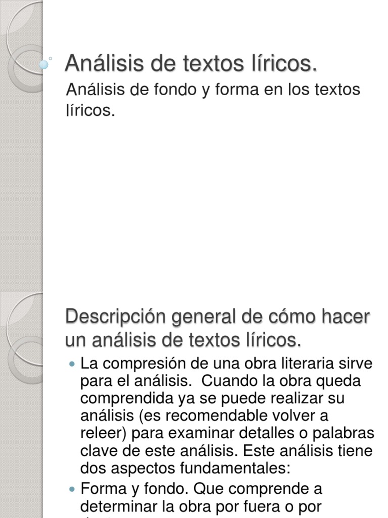 Análisis de textos líricos Autor Lectura (Proceso)