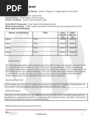 1061 Event Marketing Brief Template