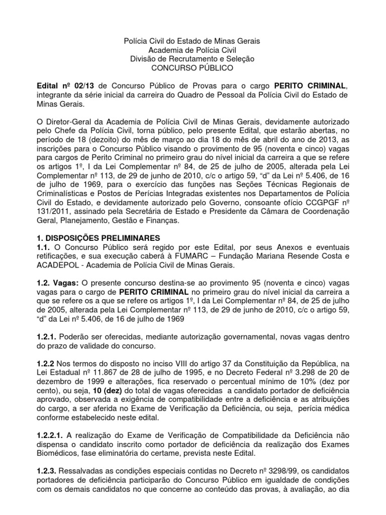 Edital Perito Criminal | Testemunha Especializada | Polícia