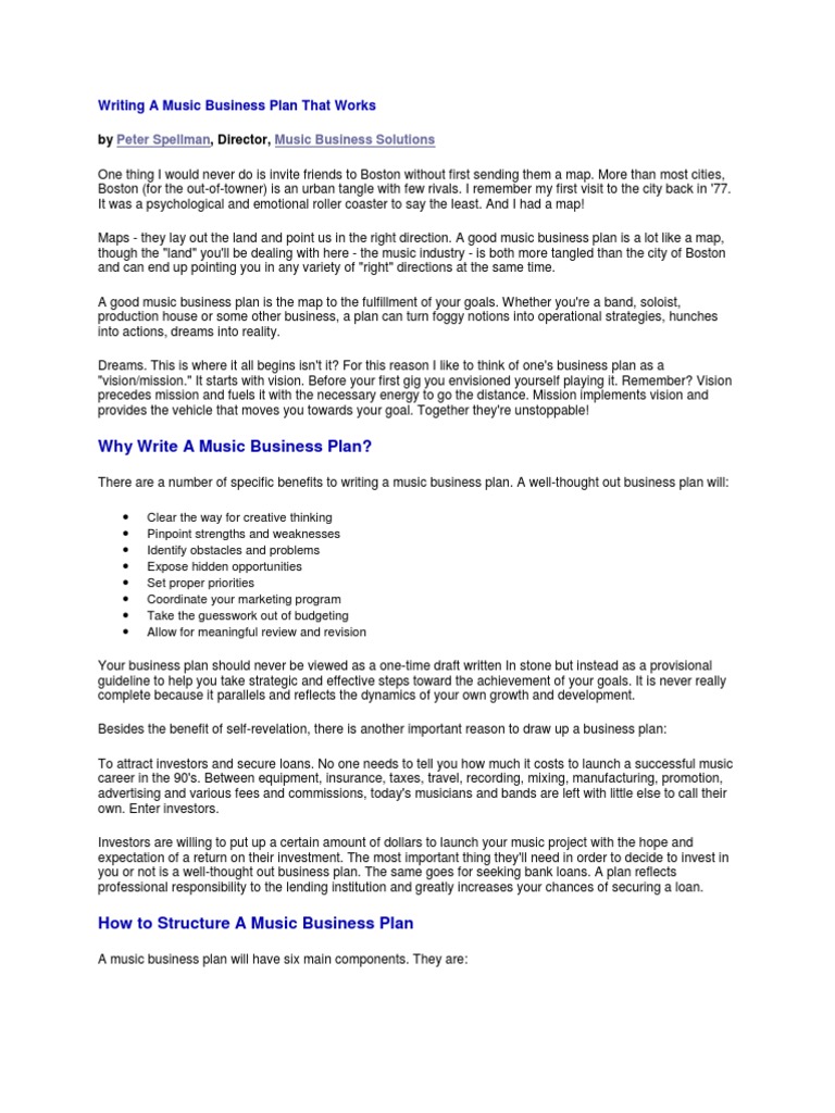 music industry business plan