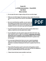 Exam #1 Principles of Microeconomics - Econ1014 Fall 2012 Blue Version