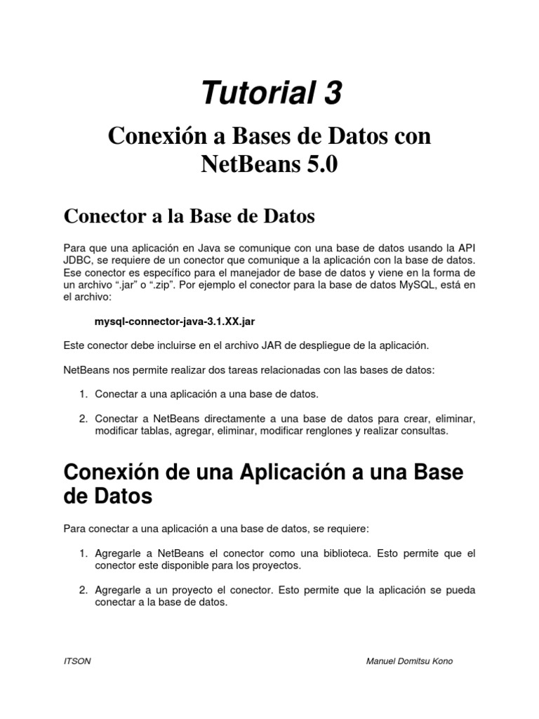 Conexión a Bases de Datos en NetBeans | PDF | Tabla (base de datos ...