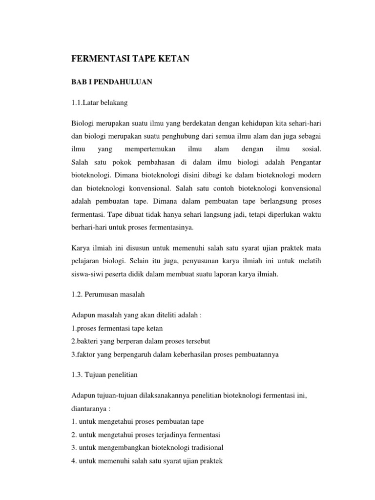 Laporan Pembuatan Tape Ketan Pdf Guru Galeri