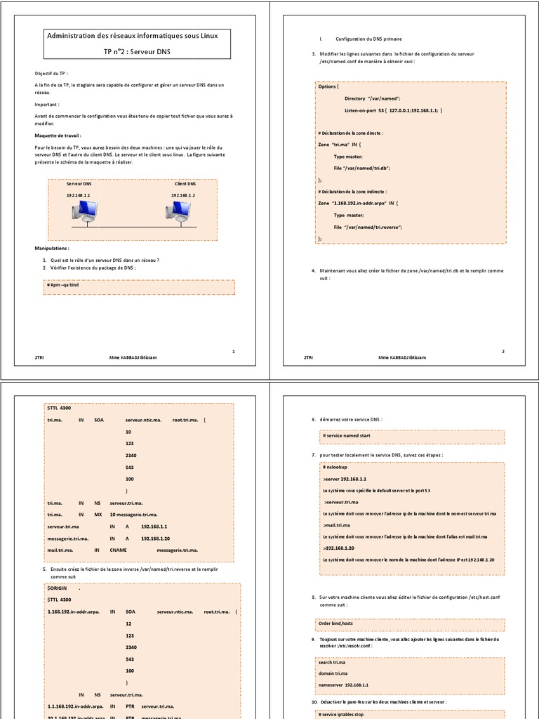 Configuration d'un Serveur DNS sous Linux | PDF | Système de noms de ...