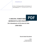 Cabildos, Territorios y Representacion Politica-De La Intend a La Prov de Salta-1810-1825