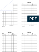 Order Slip Template for Tracking Purchases
