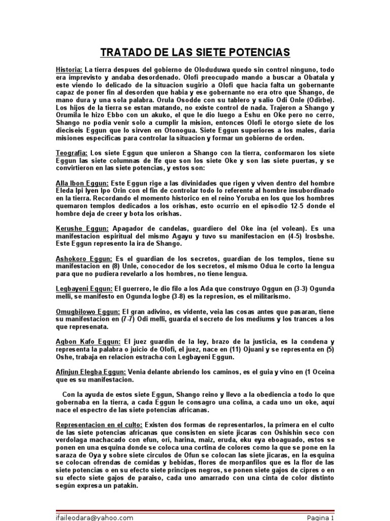 Tratado de Las Siete Potencias | PDF | Santeria | Religión y creencia