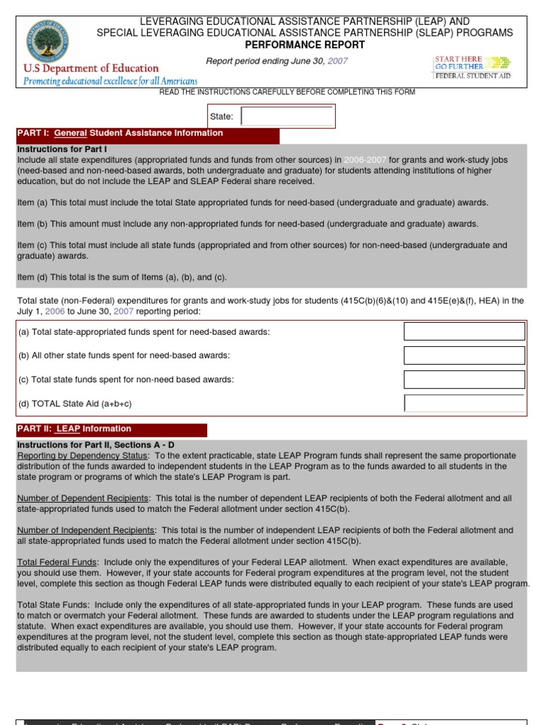 LEAP and SLEAP Programs Performance Report | PDF | Federal Government ...