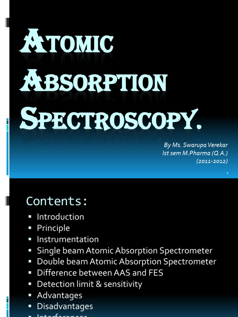 Atomic Absorption Spectros PDF Atomic Absorption Spectroscopy