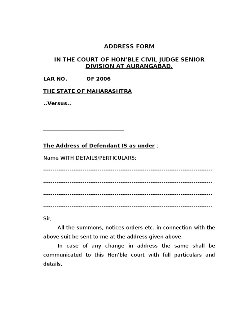 Address Memo for Civil Court Filing | PDF