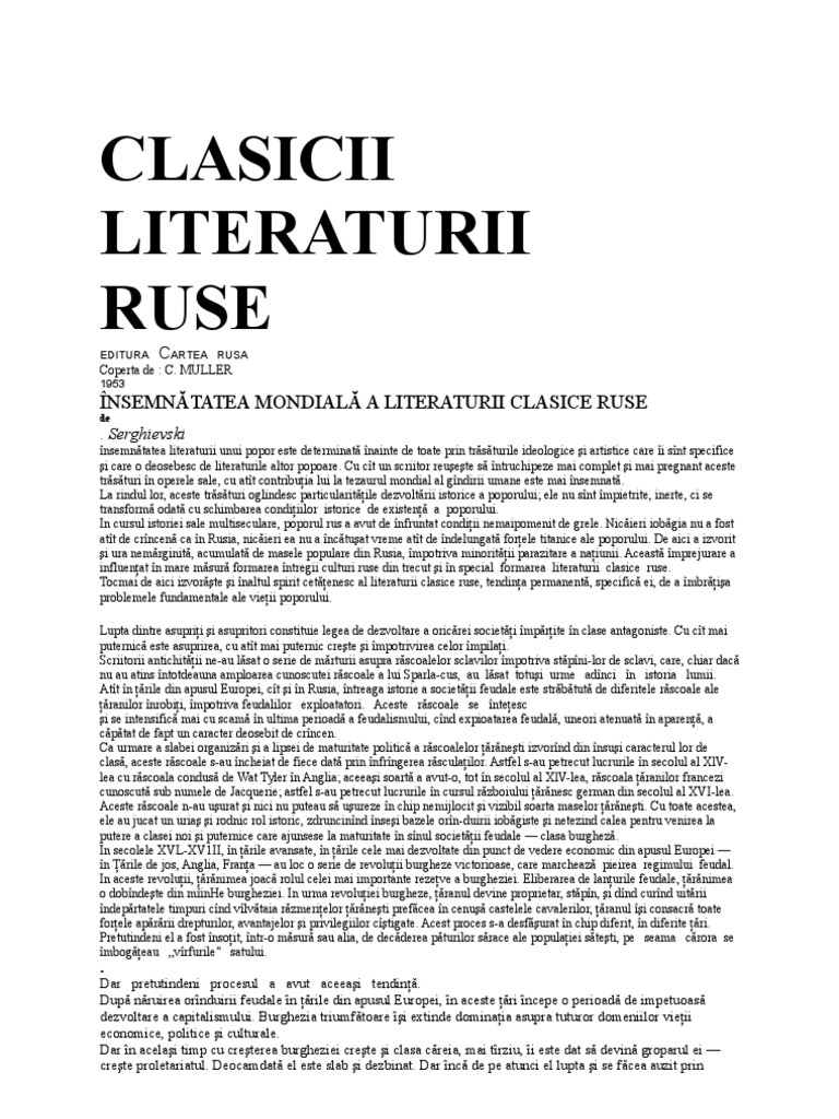 Clasicii Literaturii Ruse | PDF