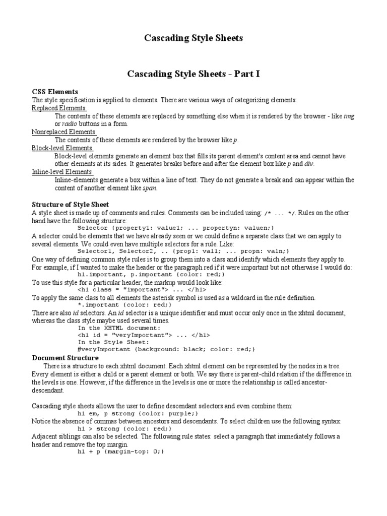 A Comprehensive Guide to Cascading Style Sheets (CSS) Fundamentals and ...