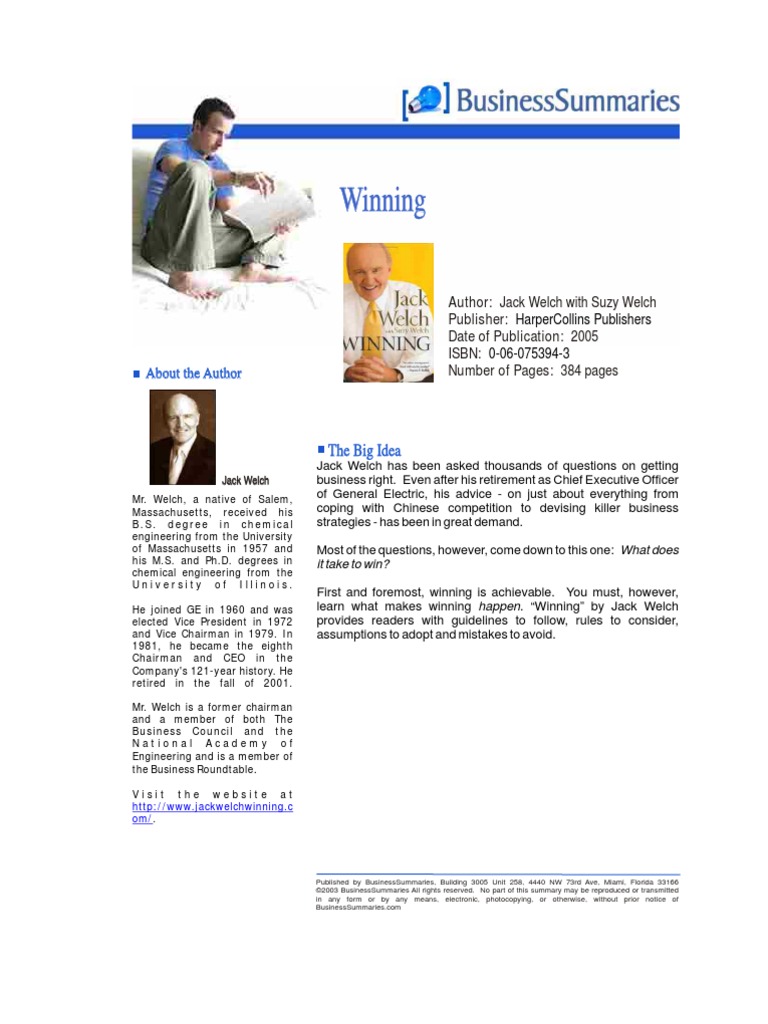 Winning Winning: About The Author About The Author | PDF | Mergers And ...