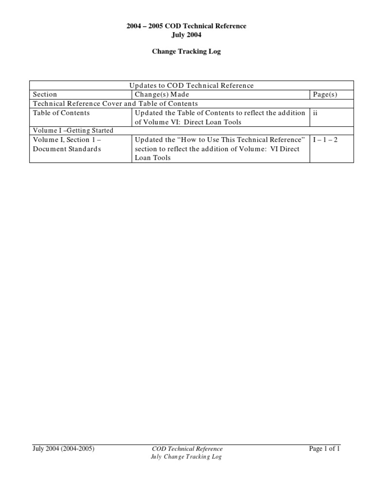 2004-2005 COD Technical Reference Update | PDF