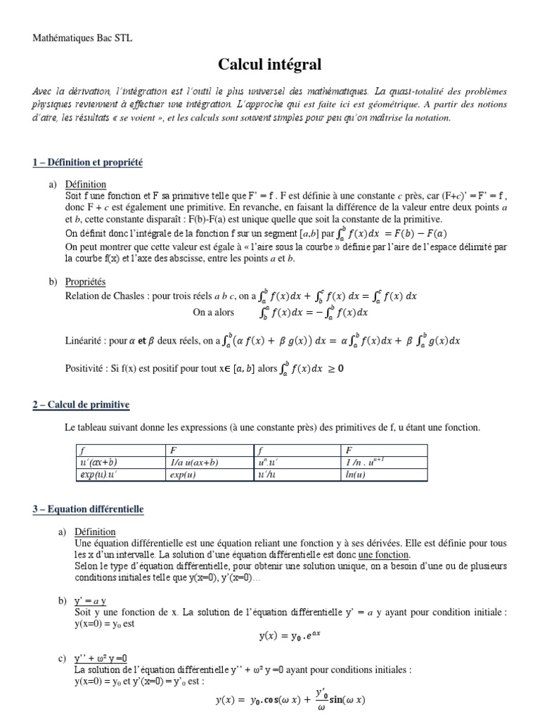 Intégration et Primitives en Mathématiques | PDF | Intégral | Algèbre