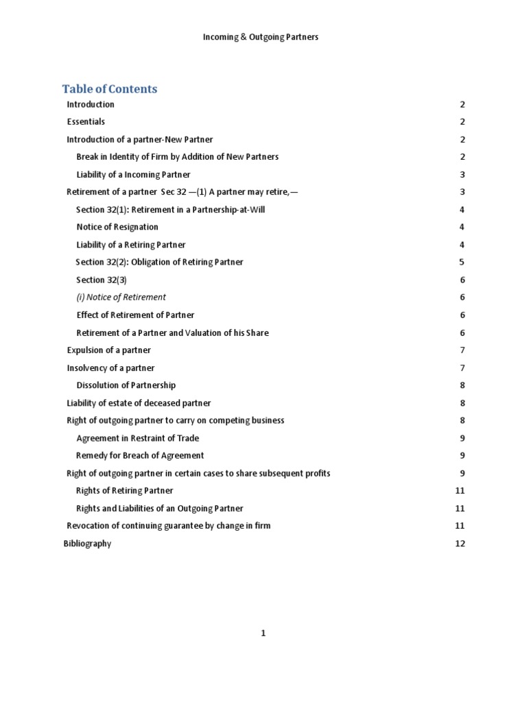 Managing Incoming and Outgoing Partners | PDF | Partnership | Common Law