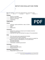 Presentation Evaluation Form